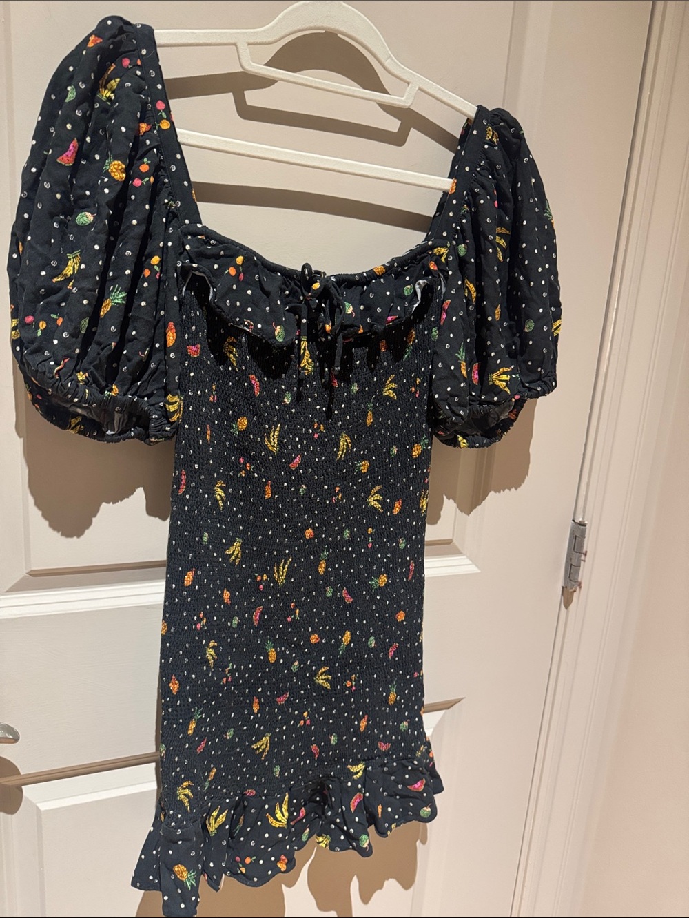 FARM Rio Black Mini Dress with Colorful Fruit Print